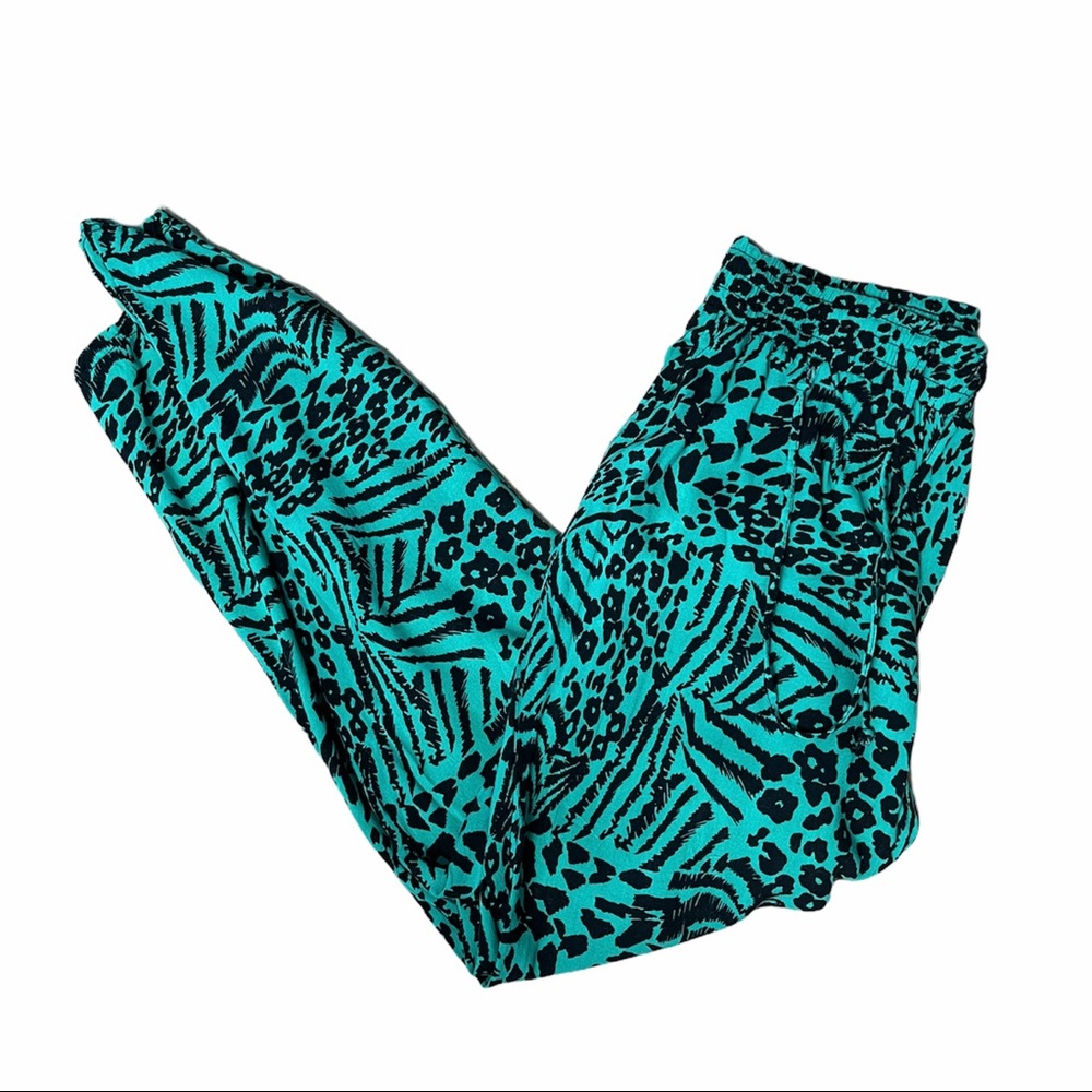 Feathers Blue & Black Designed Joggers, size M